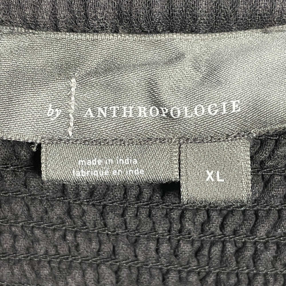 Anthropologie Dress Women XL Charcoal Grey Strapless Smocked Gauze Maxi Tiered - Picture 6 of 8